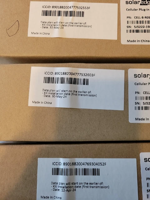 SolarEdge Cell-B-R05-US-S-S2 Cellular GSM  Plug-In Kit Sim Card.MAY 24,APRIL 24