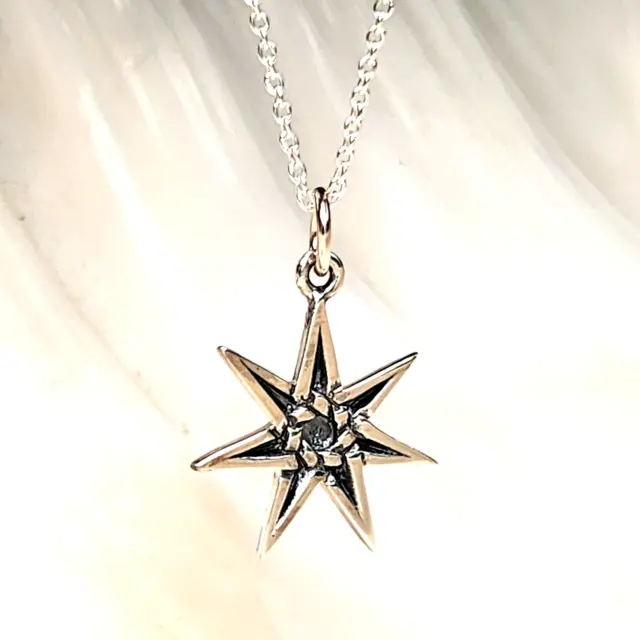Elven Star Collier Pendentif Faery Magic 925 Silver 18" Pagan Wiccan Heptagram 3