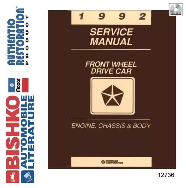 1992 Chrysler Dodge Plymouth Front Wheel Drive Cars Service Repair Manual CD