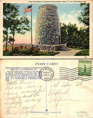 Boonsboro MD First Monument to George Washington Postcard Used (44624)