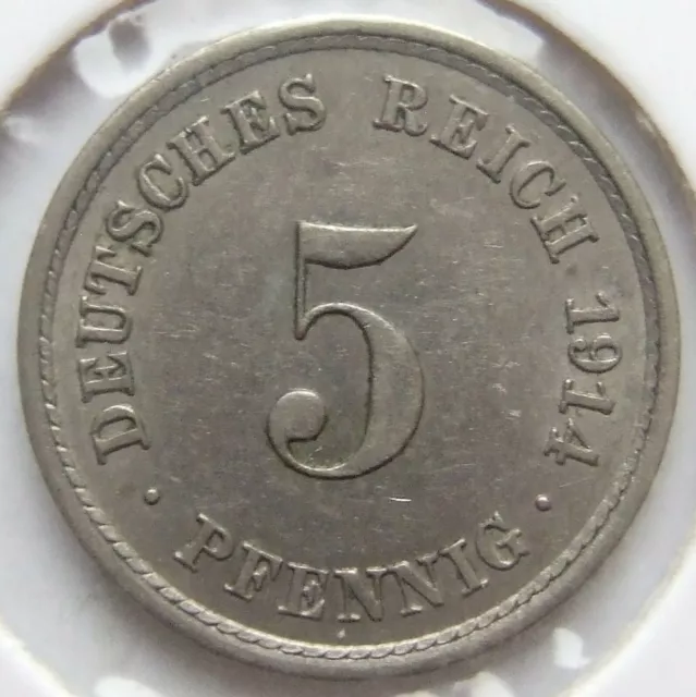 Moneta Reich Tedesco Impero Tedesco 5 Pfennig 1914 A IN Extremely fine