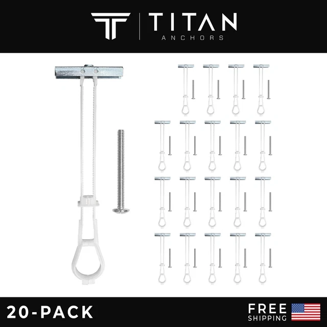 20-Pack 1/4"-20 Quick Toggle Anchors + Bolts for Drywall, Stud, & Concrete Block