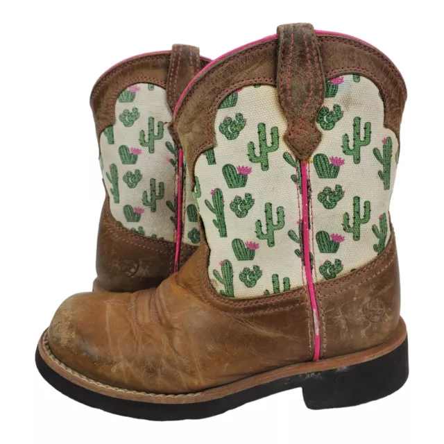 ARIAT Boots KIDS GIRLS Size 1 Brown Western Cowboy Rodeo Cactus Accent 10027309