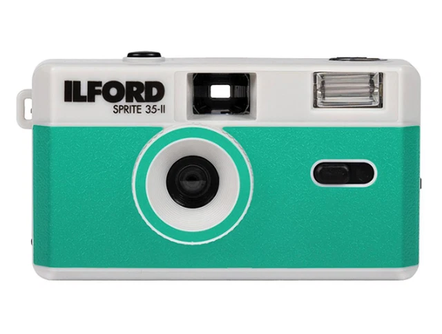 Cámara Ilford Sprite 35-II, verde y plata