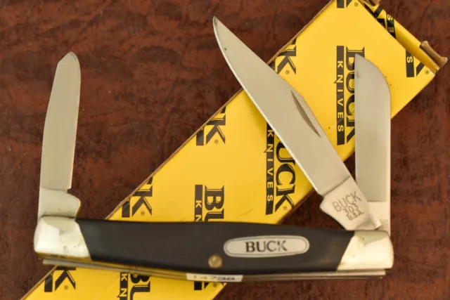 Buck Made In Usa 1972-1986 Sawcut Black Delrin 303 Stockman Knife (14738)