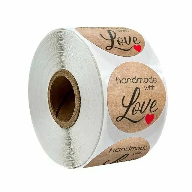 Round Thank You Hand Made With Love Labels Stickers Gift Food Craft Box