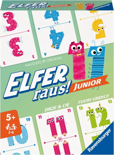 Ravensburger 20947 Elfer Raus! Junior, Kartenspiel 2-6 Spieler, Spiel ab 5 Jahre