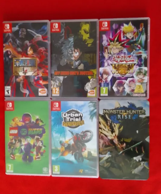 Lot de 6 jeux Nintendo Switch - One Piece/Yu-Gi-Oh/Monster Hunter/My Hero Academ