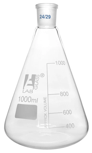 Erlenmeyer Flask, 1000ml - 24/29 Joint, Interchangeable - Borosilicate Glass