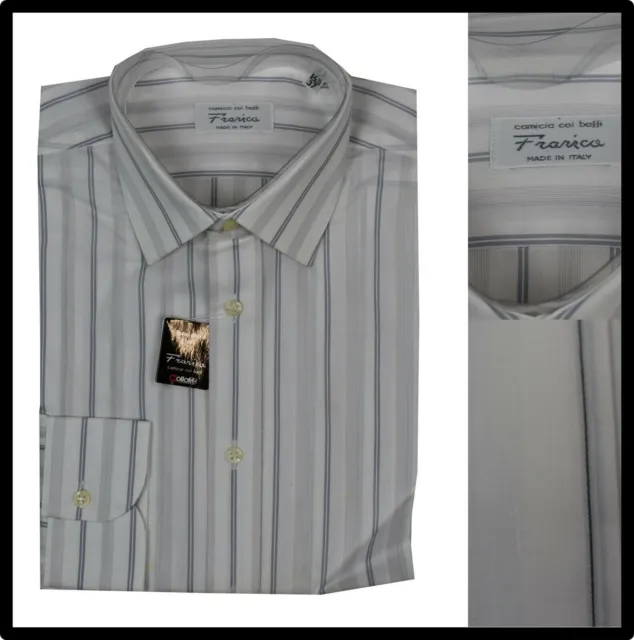 camicia uomo manica lunga 100 cotone bianca elegante da lavoro bianca a righe 39