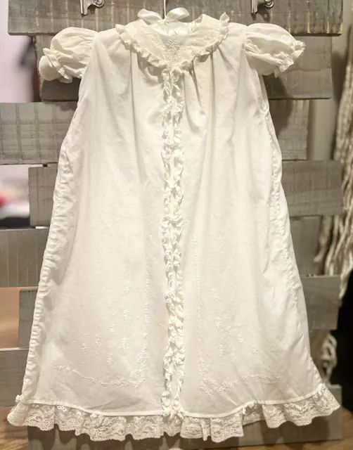 Vintage Hand Embroidered And Sewn Christening Gown