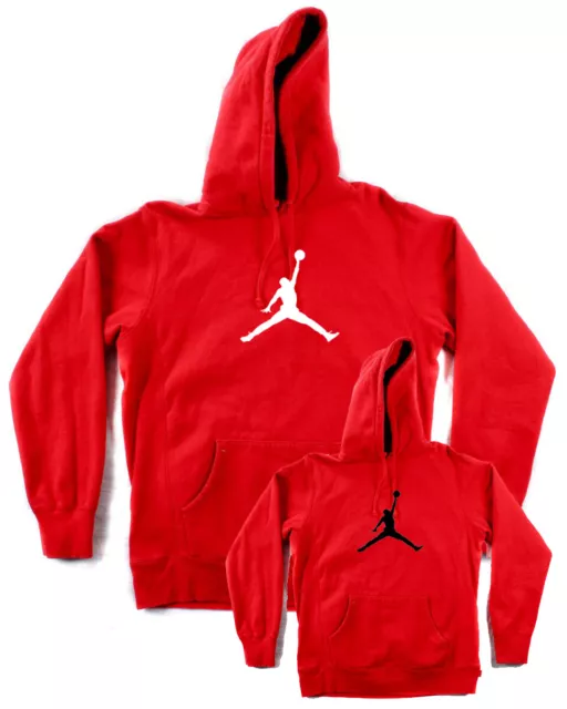 FELPA stampa JORDAN rossa stampa bianca nera con cappuccio tascone senza marca