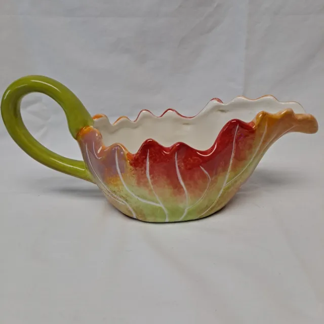 Essential Home AUTUMN LEAF GRAVY BOAT Ceramic Serving Bowl Dish Fall Cup