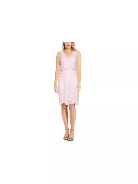 ADRIANNA PAPELL Womens Pink Lined Sleeveless Short Evening Blouson Dress 10