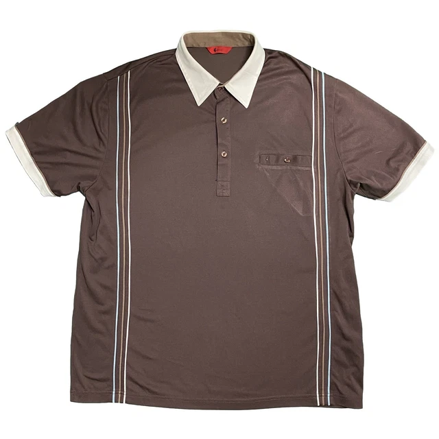 Polo da uomo vintage anni '80 Italian Gabicci Classic Fit marrone 2XL XXL