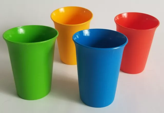 Set of 3 Vintage Tupperware Small Cups Red 109-38 Yellow 109-36 & Blue  109-35