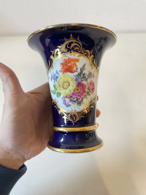 Meissen Vase Kobalt Höhe 13,5cm Kein Schleifstrich