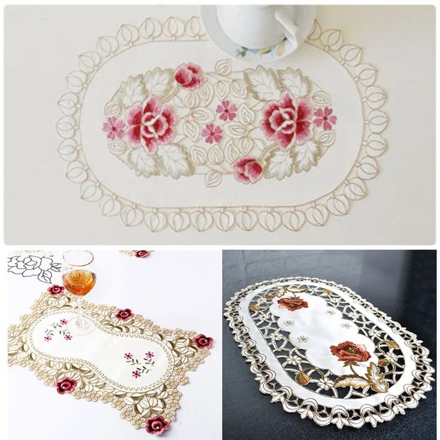 Tapis de sol vintage en tissu dentelle brodé style campagnard avec résistance