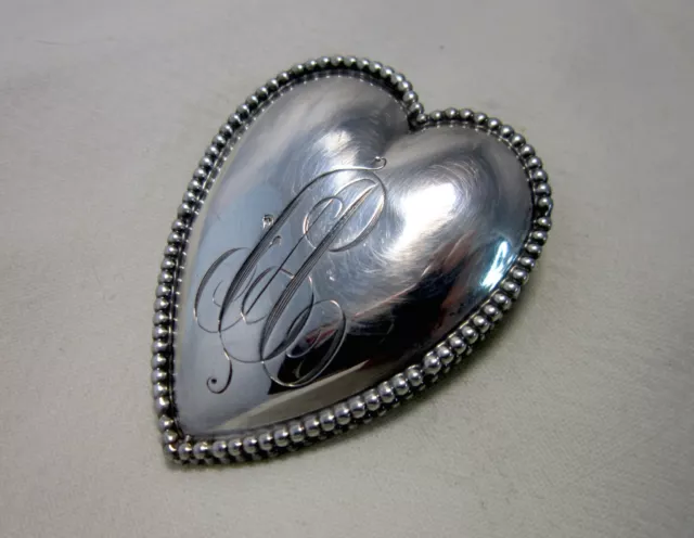 Romantic Antique GW Shiebler Sterling Puffy Heart-shaped Love Letter Paper Clip