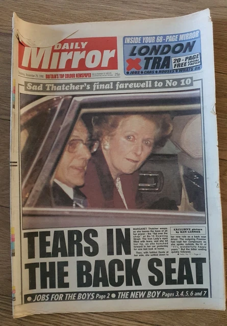 DAILY MIRROR November 29th 1990 THATCHER Final Farewell to No 10