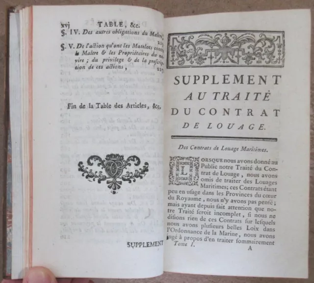 Pothier Traites Des Contrats Maritimes - Societe - Cheptels 1769 Complet Droit 3