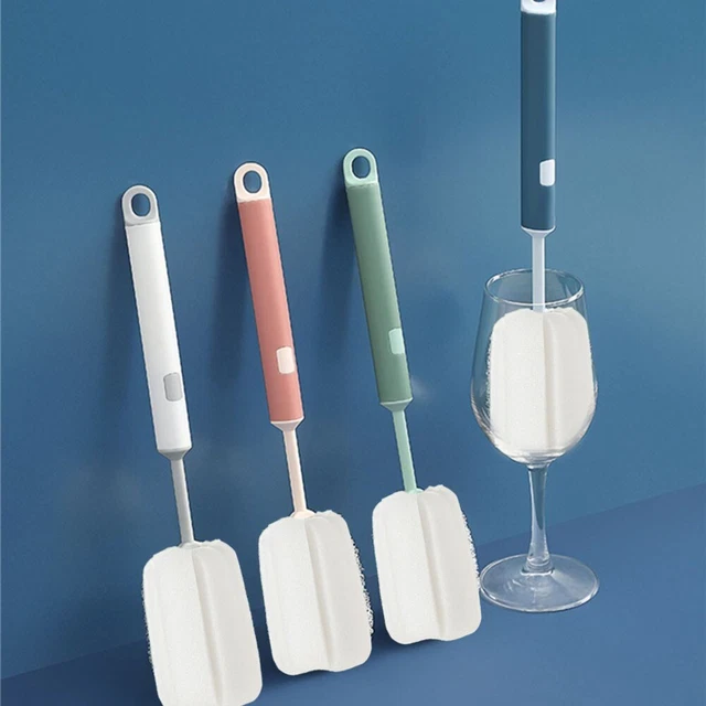 Cepillo de limpieza cepillo de vasos duradero con cabeza de esponja porosa desmontable