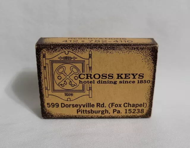 Vintage Cross Keys Restaurant Hotel Matchbox Pittsburgh PA Advertising Matchbook