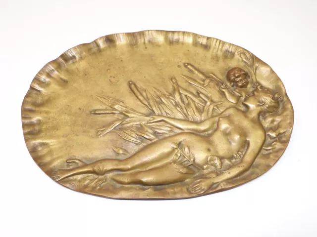 * Emile VERNIER JOLIE COUPE  PLATEAU VIDE POCHE en BRONZE Décor ART NOUVEAU D