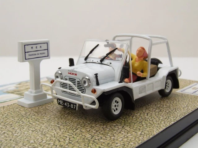 Miniature Voiture Mini Moke Blanche - Échelle 1/43 - Avec 2 Figurines - Vitesse Réf 21155
