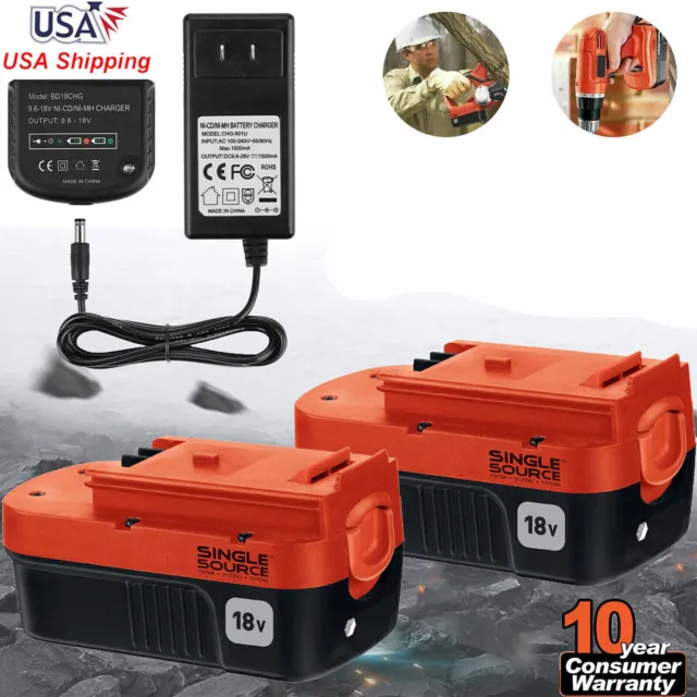 2 Pack 18V for Black and Decker HPB18 Single Source Battery HPB18-OPE  244760-00A
