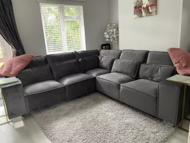 Large Corner Sofa, Five  Seater Sofa Couch  Grey  -   Sloane