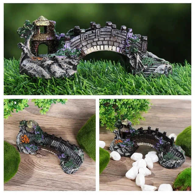 Aquarium Fish Tank Decoration Resin Rockery Bridge Landscaping Cave Ornament