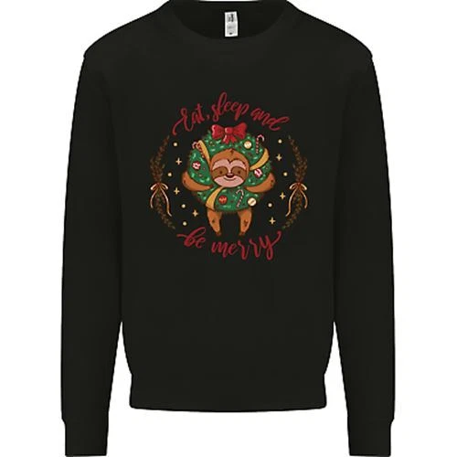 Felpa maglione bambini Sloth Eat Sleep & Be Merry divertente