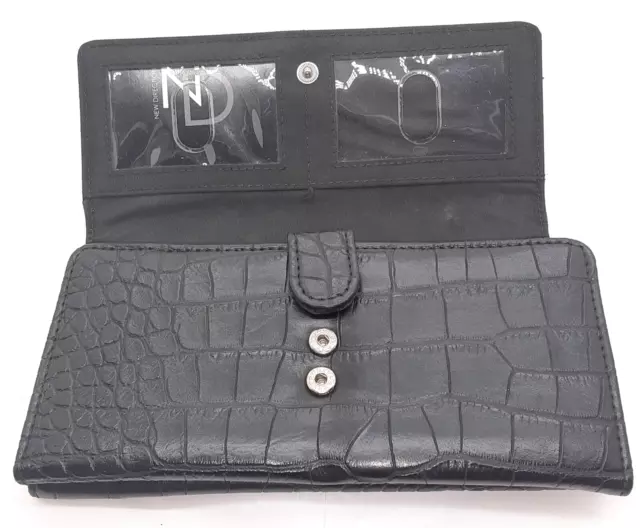 GUANG TONG Women Clutch Leather Ostrish Wallet Trifold Handbag Purse 7x4  Fold