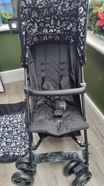 Cosatto Supa 3 Stroller Buggy 0-25kg Free Raincover & Footmuff Black Silhouette