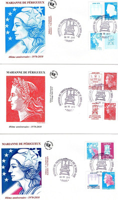 Serie De 7 Enveloppes Premier Jour Marianne De Perigueux 40 Eme Anniversaire