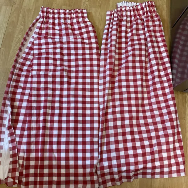 Pencil Pleat Handmade Red/white  Gingham Check Country Extra Wide Curtains W224