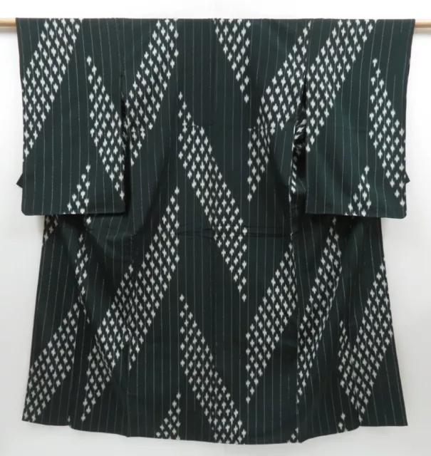 3021T02z600 Vintage Japanese Kimono Silk KOMON  Dark green