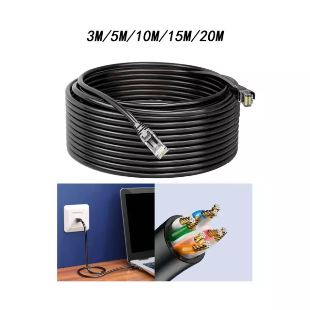 Câble Ethernet Cat6E, facile à installer, noir, Durable, pour bureau de projet