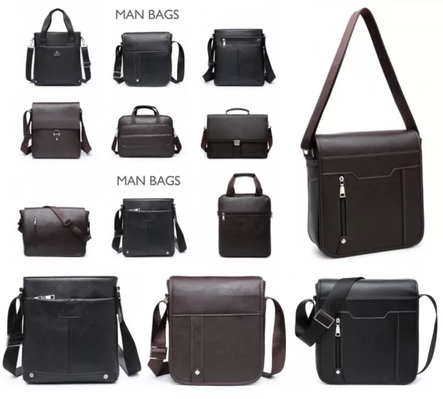 Mans Faux Leather Travel Shoulder Bag Cross Body Briefcase Messenger Handbag