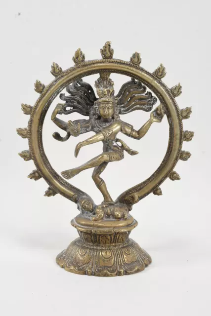 J85Z26- Gottheit Bronzeskulptur Shiva Nataraja, Asien/ Indien(?)