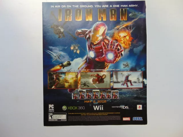 IRON MAN 2008 Vintage Game Release print Ad