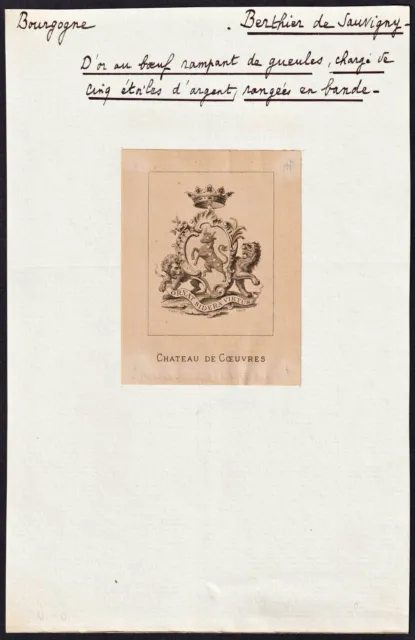 Bertier De Sauvigny Ex-Libris Blason Armoiries Armorial Bookplate Exlibris