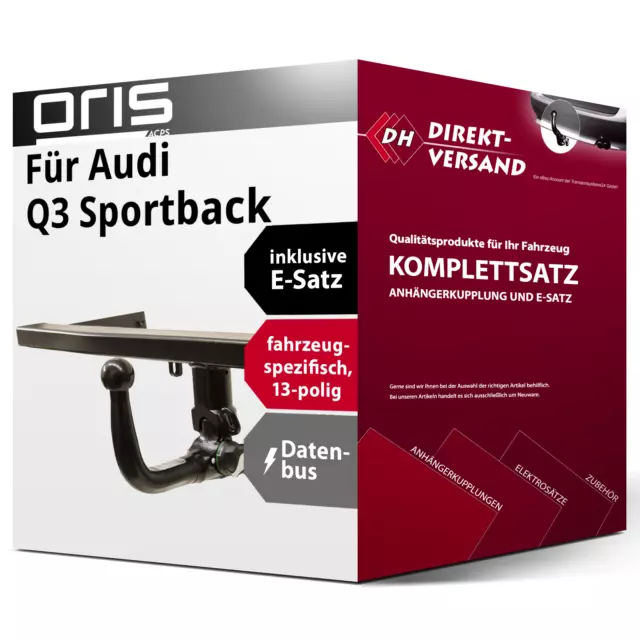 Für Q3 Sportback (Oris) Anhängerkupplung abnehmbar + E-Satz 13pol spezifisch Set