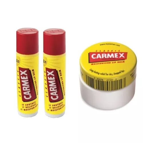 Carmex Classic Lippenbalsam 2x Original STICK + 1x Original Tiegel Lip Balm WoW