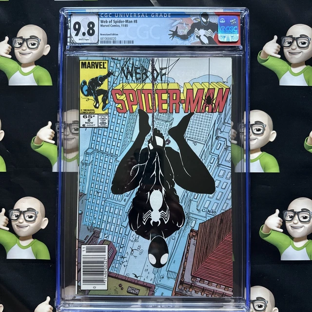 WEB OF SPIDERMAN 8CGC 9.8NM/MTétiquette personnalisée ️Stand à