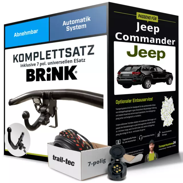 Für JEEP Commander Typ XK Anhängerkupplung abnehmbar +eSatz 7pol uni 09.05- NEU