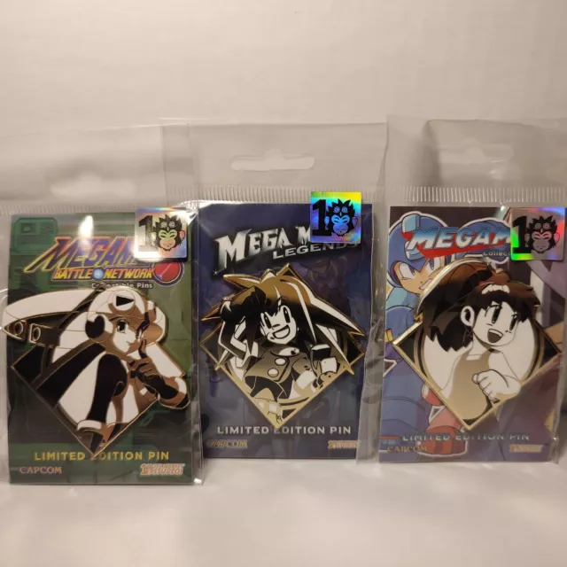 Mega Man 3x Roll Caskett Enamel Pins Bundle Official Capcom Collectible Brooches