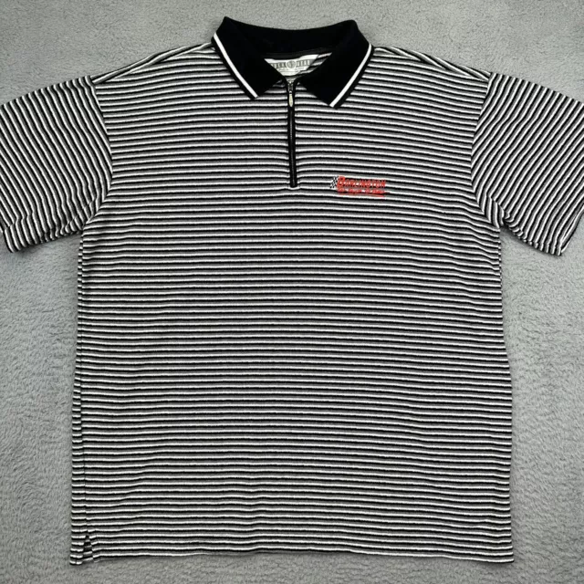 Darlington Raceway Polo Shirt Mens Large Black White Striped NASCAR Racing Zip