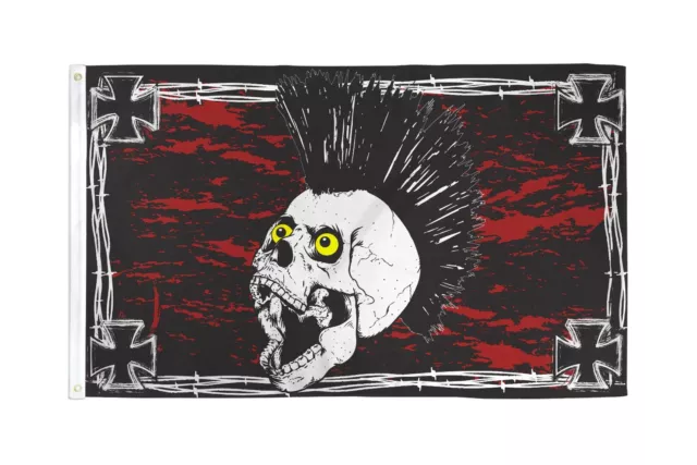 Punk Rock Skull Flag 3X5 Feet Iron Cross Maltese Pirate New 100D